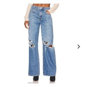 NWT Lovers and Friends Kade low rise extra wide leg distressed jeans. Size 29